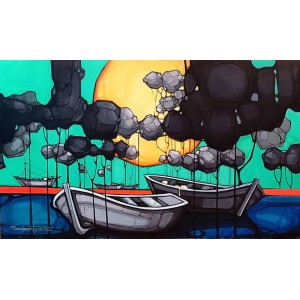 Salman Farooqi, 36 x 60 Inch, Acrylic on Canvas, Seascape Painting, AC-SF-646